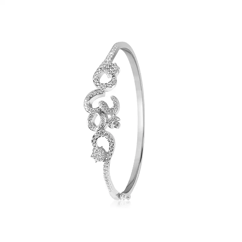 18K White Gold Diamond Bangle Bracelet